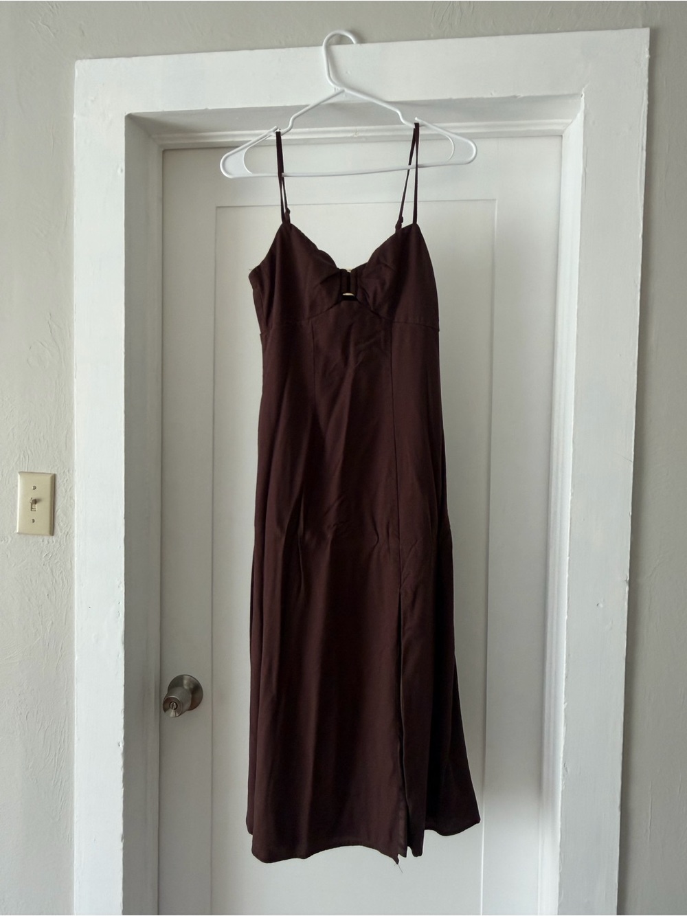 Trixxi Chocolate Brown Spaghetti Strap Midi Slip Dress
